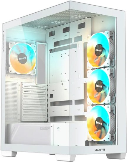 Корпус для ПК Gigabyte C500PI ST White, MidTower, ATX, Panoramic, USB-C x1, USB 3.0 x2, Audio I/O, Black, VGA 410mm, TG GB-C500PI ST
