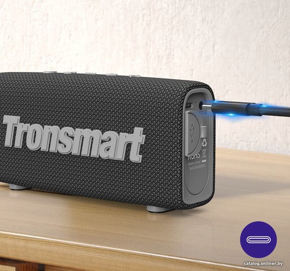 Портативная колонка Tronsmart Trip 10W Grey технология SoundPulse, Bluetooth 5.3, 20 Гц-20 кГц, подсветка, встроенный микрофон, до 20 часоа воспроизведения, IPX7, голосовой помощник
