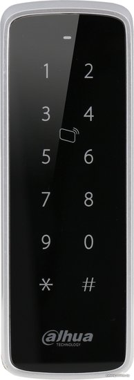 Считыватель Dahua DHI-ASR1201D влагозащищенный считыватель карт доступа и клавиатура ввода; доступ по картам и паролю; интерфейс подключения RS-485/Wiegand34 Wiegand 26 опционально ; синяя и красная подсветка