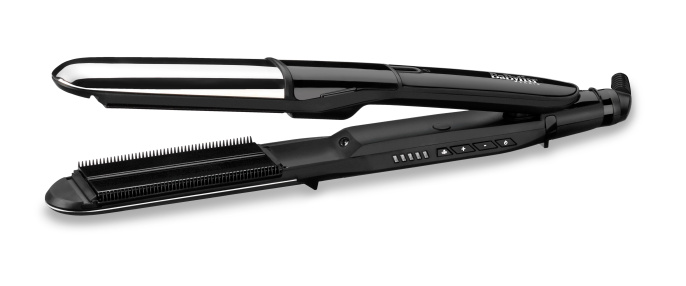 Выпрямитель BaByliss ST496E рабочая поверхность: керамика, регулировка температуры: 5 режимов, максимальная температура: 230 °С, 50 Вт, питание: сеть, термоизолированный наконечник, ионизация, пароувлажнение, автоотключение
