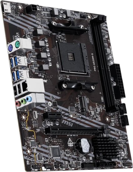 Материнская плата MSI PRO A520M-S Soc-AM4 AMD A520 2xDDR4 mATX AC`97 8ch 7.1 GbLAN RAID+HDMI