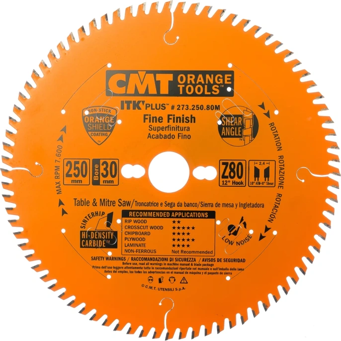 Диск пильный по ламинату (250x30x2,4/1,6 мм; Z80) CMT 273.250.80M