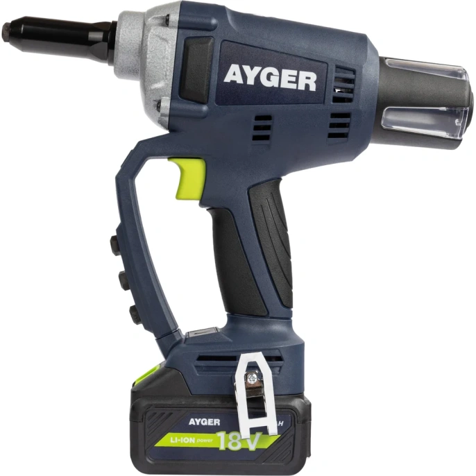 Заклёпочник аккумуляторный AYGER с одним аккумулятором 4Ah AP100