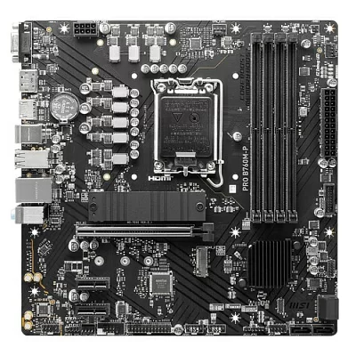 Мат. плата MSI PRO B760M-P Soc-1700 (B760) PCI-Ex16 2xPCI-Ex1 2xM.2 RAID 0/1/5/10 4xDDR5 6800MHz+ VGA+HDMI+DP mATX RTL