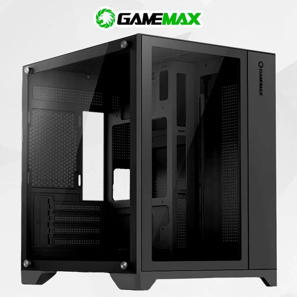 Корпус MicroATX Без БП GameMax Infinity Mini Tempered Glass, 1USB3.0*1+2xUSB2.0, HD Audio+Mic, 7x120mm ARGB Fan is not on, VGA MAX 330mm, CPU MAX 155mm, пылевые фильтры Black