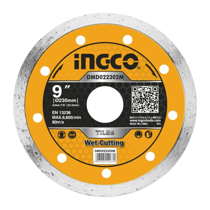 Диск алмазный сплошной 230х5х2.5х22 мм INGCO DMD022302M