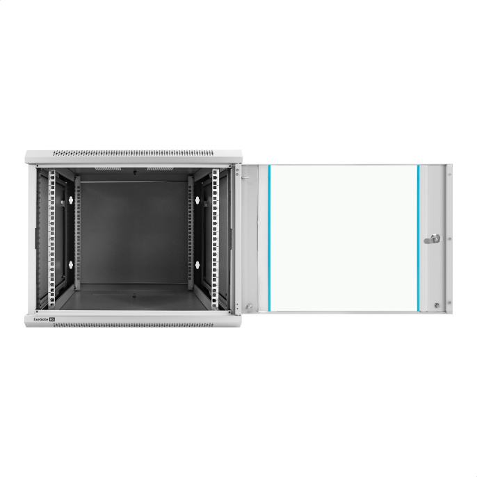 Шкаф телекоммуникационный 19" настенный 9U ExeGate EC-WM-9U.600.G.GREY (19”, 9U, 600x600x500mm (ШхГхВ), передняя дверь закаленное стекло, съемные боковые панели, пыле- и влагозащита IP23, светло-серый RAL 7035) EX298602RUS