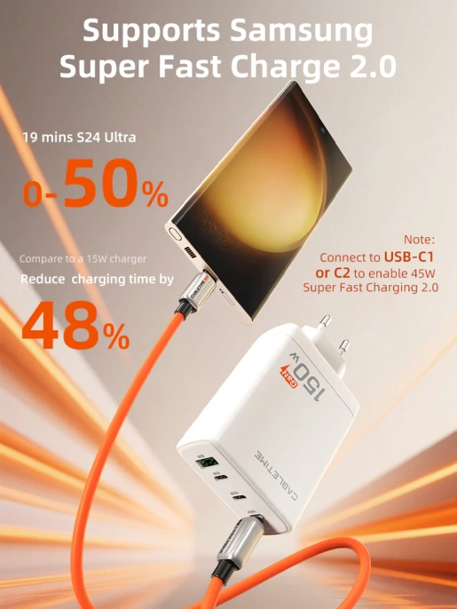 Зарядное устройство CABLETIME G150W (CT-GAN150-PW) 150 Вт, PD 3.1, GAN 3C1A, белый