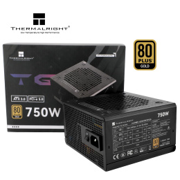 Блок питания ПК/ Power Supply Thermalright, 750W 80+ Gold ATX, 3.0, PCIe 5.0, Non-modular, 1x24 20+4 pin, 1xCPU 8 4+4 pin, 2xPCIe*2 8 6+2 pin, 5xSATA3, 1x12+4pin 12VHPWR PCIe 5.0 12+4pin 600mm , 3xMOLEX4pin, Active, 120x120mm, 150x140x86mm, APFC, black (T