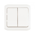 Выключатель Legrand Quteo 2-клавишный, установка открытая, IP44, белый [782302]
