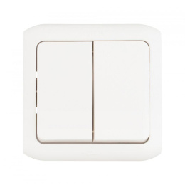 Выключатель Legrand Quteo 2-клавишный, установка открытая, IP44, белый [782302]