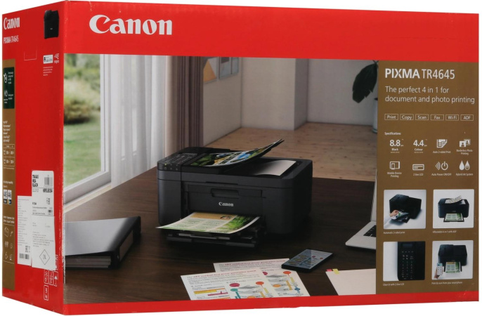 МФУ струйный Canon Pixma TR4645 5072C045 A4 Duplex WiFi черный