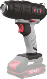 Промышленный фен P.I.T. PHG20H-550A аккумуляторный, 20В, 550°, 200л/мин, защита от перегрева, насадки