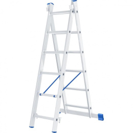 СИБРТЕХ Лестница, 2 х 6 ступеней, алюминиевая, двухсекционная, Россия [97906]