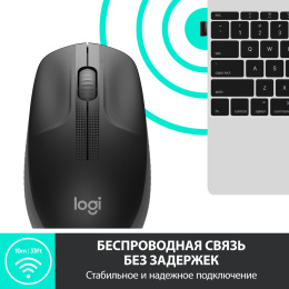 Мышь беспроводная Logitech M190, радио, оптическая, USB, 1000dpi, черный и серый [910-005906]