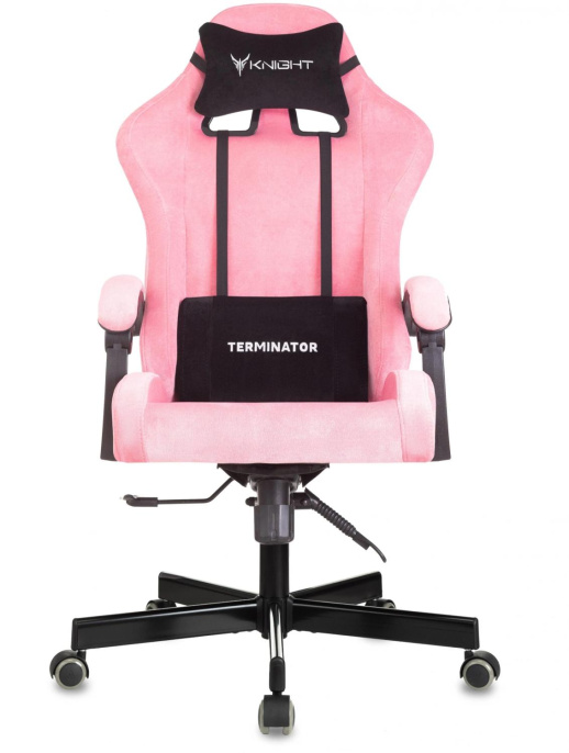Кресло игровое Knight Terminator розовый Velvet 36 крестов. металл