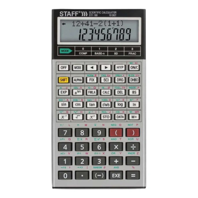 Двухстрочный инженерный калькулятор STAFF STF-169 143х78мм, 242 функции, 10+2 разрядов, 250138