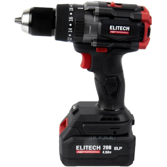 Ударная дрель-шуруповерт Elitech CD 20BL2 E2201.042.02 , 4Ач, с двумя аккумуляторами [205728]
