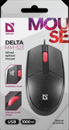 Мышь проводная Defender Delta MM-523, оптическая, USB, 1000dpi, черный [52523]