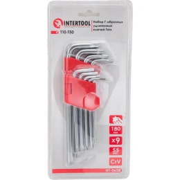 Набор Г-образных ключей INTERTOOL TORX 9 шт, Т10-Т50, Cr-V HT-0608