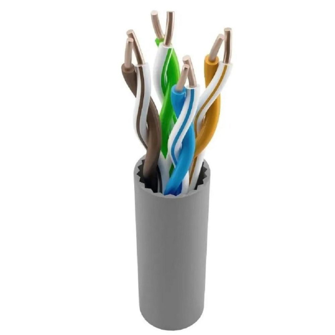 KOSCAB КОС-IN-UTP4-5e-PVC-GY Кабель витая пара U/UTP 5e 4 пары одножильный медь 305м внутренний PVC серый