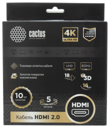 Кабель аудио-видео Cactus CS-HDMI.2-5 HDMI m /HDMI m 5м. позолоч.конт. черный