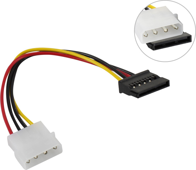 Кабель питания SATA ExeGate EX-CC-SATA-PS Molex 4pin/SATA15pin, 0,15м EX138936RUS