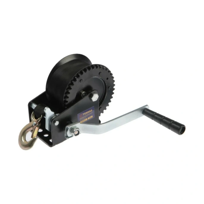 Ручная барабанная лебедка ТУНДРА тяговая, 1000 кг, трос-ремень 10 метров 1002766