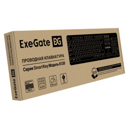 Клавиатура ExeGate SmartKey K120 USB, полноразмерная, влагозащищенная, 104кл., Enter большой, длина кабеля 1,5м, черная, RTL EX301555RUS