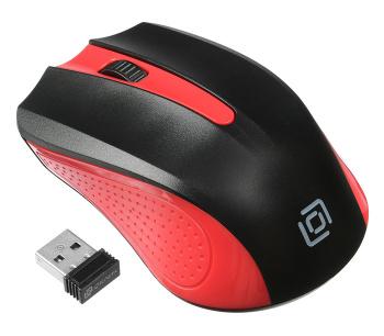 Мышь Оклик 485MW черный/красный оптическая 1600dpi беспров. USB для ноутбука 3but (997828)