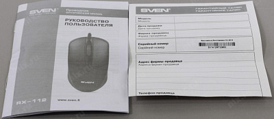 Манипулятор SVEN Optical Mouse RX-112 Black (RTL) USB 3btn+Roll