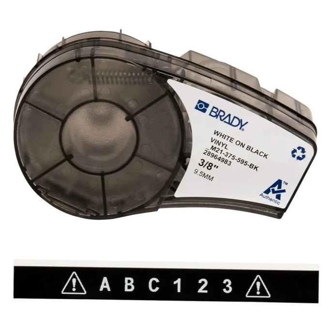 Brady M21-375-595-BK лента 9.53 мм/6.4 м, винил, белый на черном