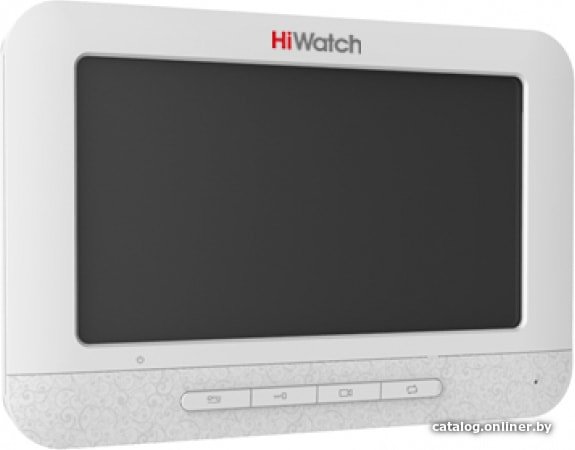 Видеодомофон HiWatch DS-D100M серебристый, монитор, до 2 вызывных панелей, экран 7", 800x480, громкая связь, кнопочное управление
