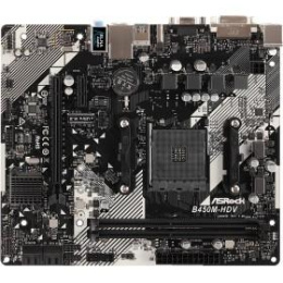 Материнская плата ASRock B450M-HDV R4.0 Soc-AM4 B450 PCI-Ex16 PCI-Ex1 M.2 1GbE LAN RAID 0/1/10 2xDDR4 3200MHz VGA+DVI+HDMI mATX RTL