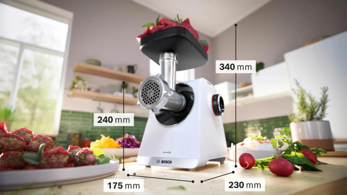 Мясорубка Bosch MFWS609W,  белый/ черный