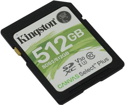 Карта Памяти 512Gb Kingston Canvas Select Plus SDXC UHS-I U3 V30 (100/85 Mb/s)