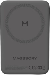 Внешний аккумулятор Magssory Core 5000mAh Midnight PBN003m совместимость с MagSafe, беспроводная зарядка: 15 Вт, поддержка беспроводной зарядки AirPods, порт Type-C, индикация заряда диодами