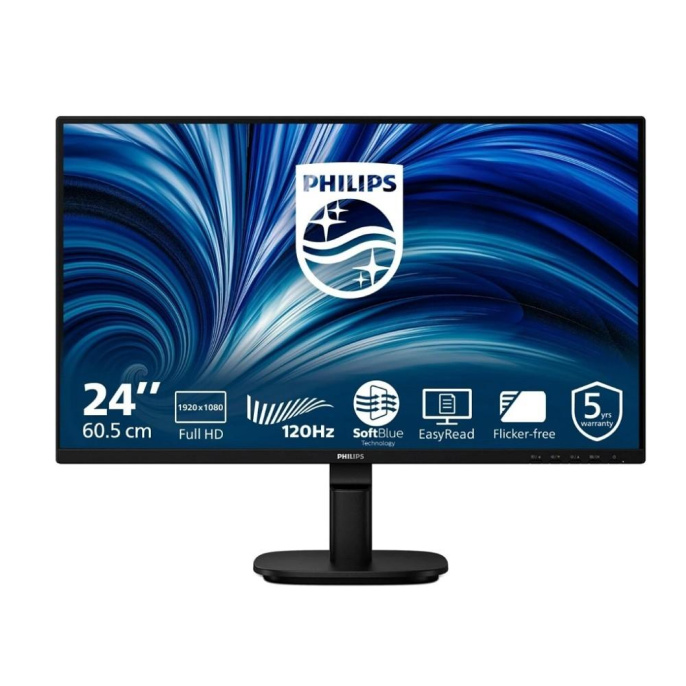 Монитор 23.8" PHILIPS 24B2N2200  IPS, 1920x1080, 120Hz, 4ms, 300сd/m, 1500:1 | VGA , HDMI(1.4), DP(1.2) | InPSU, Speakers, Vesa 100, Black