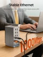 Многопортовая док-станция CABLETIME CB18D (CT-DK181-AG) 18-В-1 8K USB-C с поддержкой macOS MST на Chipset DL6950 (поддерживает 3 экрана)