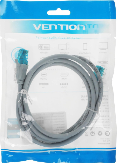 Патч-корд Vention VAP-A10-S150 1Гбит/с UTP 4 пары cat.5E CCA molded 1.5м серый RJ-45 m -RJ-45 m