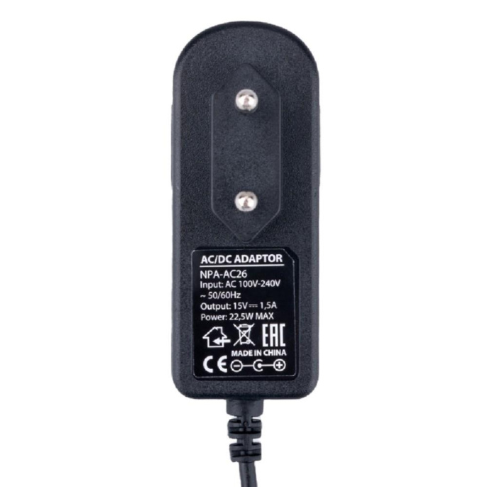 Gembird Блок питания 15В/1,5А, 22,5Вт, 1 штекер 4,0х1,7мм для Яндекс станции Мини, черный NPA-AC26