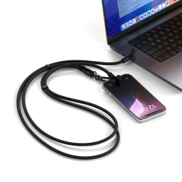 Зарядный кабель - ремень через плечо Satechi OntheGo Crossbody Lanyard Cable 60W. Длина: 1.5м. Цвет: черный (ST-LOTGLK)