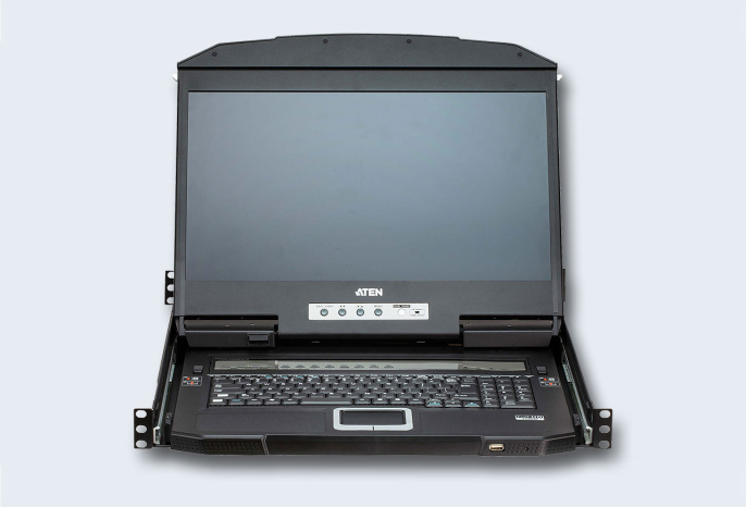 KVM консоль электронный ATEN CL3884NW-ATA-RG 1 user консоль LCD 18.5" 4 cpu USB+HDMI+AUDIO, с KVM-шнурами USB+HDMI+AUDIO 2x1.8м., 1920x1080, 1U 19"
