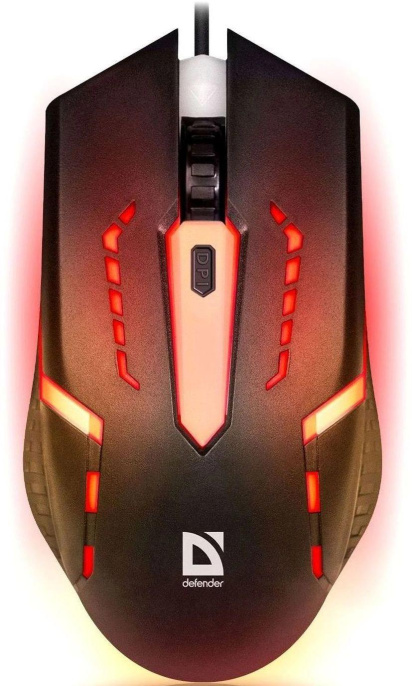 Мышь проводная DEFENDER Flash (Вспышка) MB-600L черный (USB, 1200dpi, 4but) (52600)