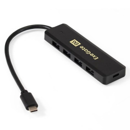 USB-Хаб концентратор 4-в-1 ExeGate DUB-4CP/1 кабель-адаптер USB Type C -- 4xUSB3.0, доп. разъем USB Type-C для подключения источника питания, Plug&Play, черный EX293986RUS