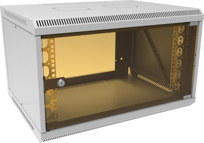 Шкаф коммутационный Suprlan ТВЛ-6U-600-450-СР 05-1063 настенный 6U 600x450мм пер.дв.стекл направл.под закл.гайки 70кг RAL 7035 385мм 15.7кг 360мм металл