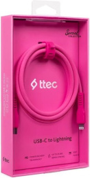 Кабель ttec 2DK60NP USB Type-C - Lightning (1.2м, розовый) USB 2.0 Type-C/Lightning, розовый, длина 1.2 м