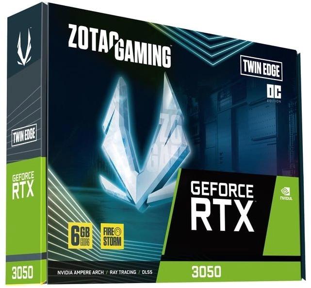 Видеокарта Zotac NVIDIA  GeForce RTX 3050 RTX 3050 TWIN EDGE OC 6ГБ GDDR6, OC,  Ret [zt-a30510h-10l]