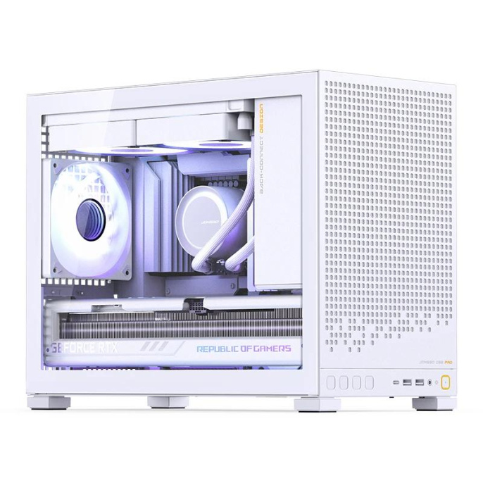 Корпус без блока питания Case JONSBO D32 PRO, Mini-Tower, TG, no fan, 2xUSB-A 3.2 + 1xUSB-C 3.2, mATX, mDTX, mITX White (D32 PRO White)