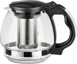 Заварочный чайник LARA 850мл силикатное стекло, стальной фильтр, подъем крышки LR06-15